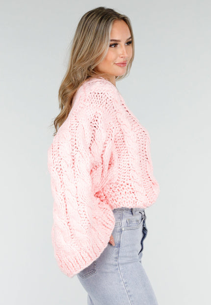 OP=OP.! Roze Trui met Kabelpatroon