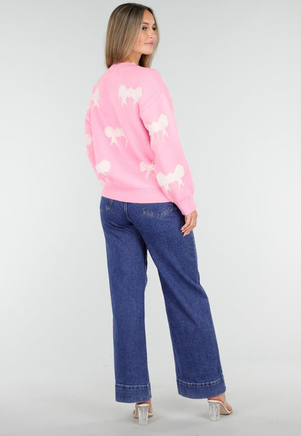 OP=OP.! Roze Trui met Witte Strikpatronen