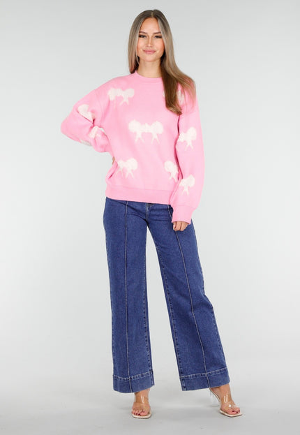 OP=OP.! Roze Trui met Witte Strikpatronen