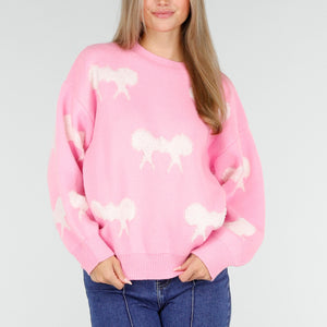 OP=OP.! Roze Trui met Witte Strikpatronen