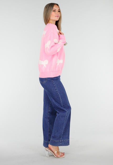 OP=OP.! Roze Trui met Witte Strikpatronen