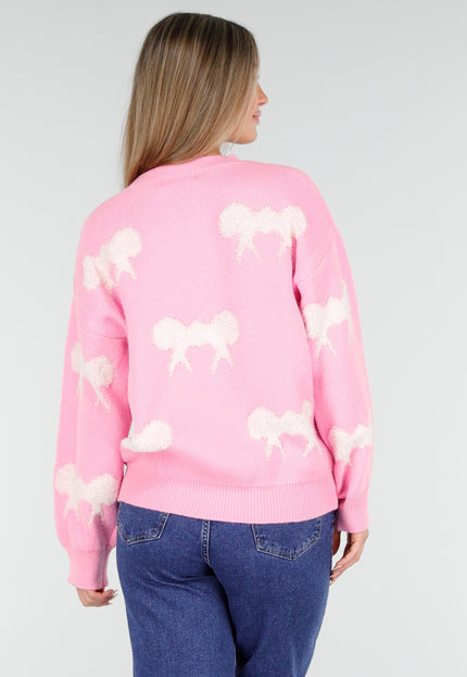 OP=OP.! Roze Trui met Witte Strikpatronen