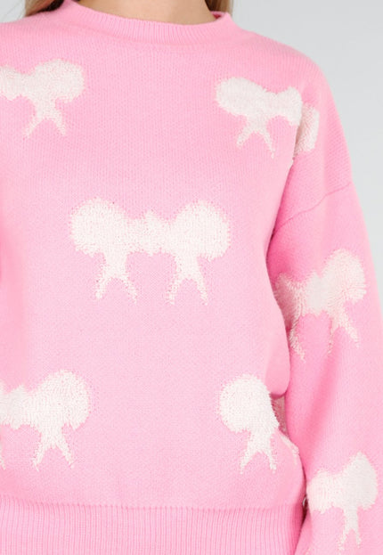 OP=OP.! Roze Trui met Witte Strikpatronen