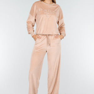 OP=OP.! Roze Velours Stretch Joggingpak