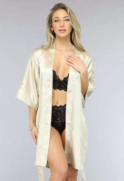 OP=OP.! Satijnen Bridal Kimono Kort in Ivory
