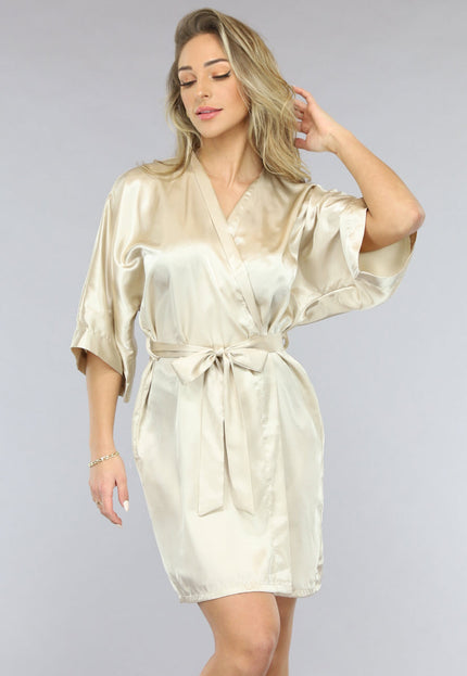 OP=OP.! Satijnen Bridal Kimono Kort in Ivory