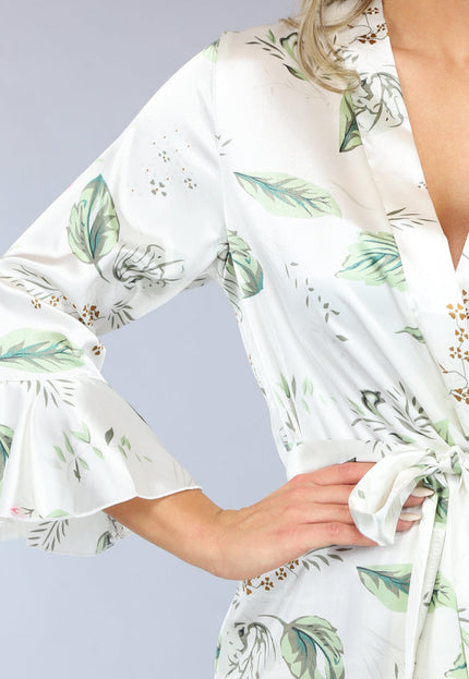 OP=OP.! Satin Bloemen Kimono met Ruches