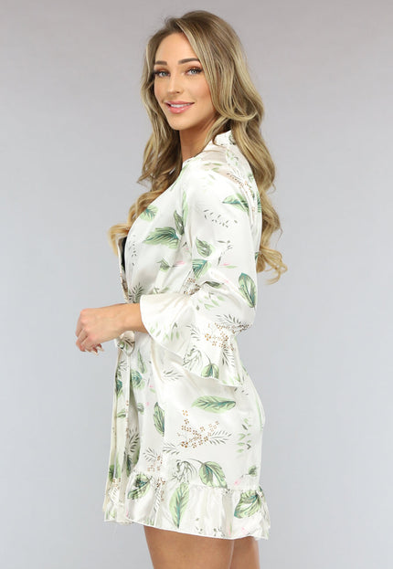 OP=OP.! Satin Bloemen Kimono met Ruches