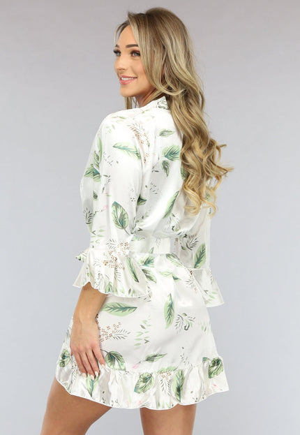 OP=OP.! Satin Bloemen Kimono met Ruches
