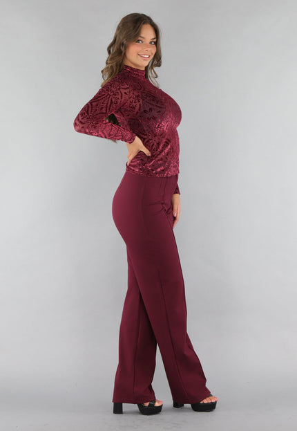 OP=OP.! See Through Burgundy Top met Velvet Print