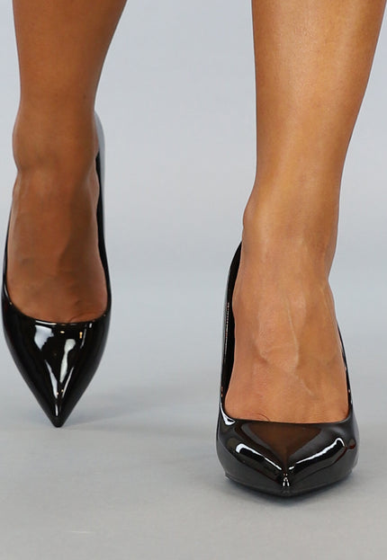 OP=OP.! Spitse Zwarte Laklook Stiletto Pumps