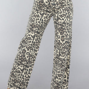 OP=OP.! Straight Leg High Waist Panterprint Jeans
