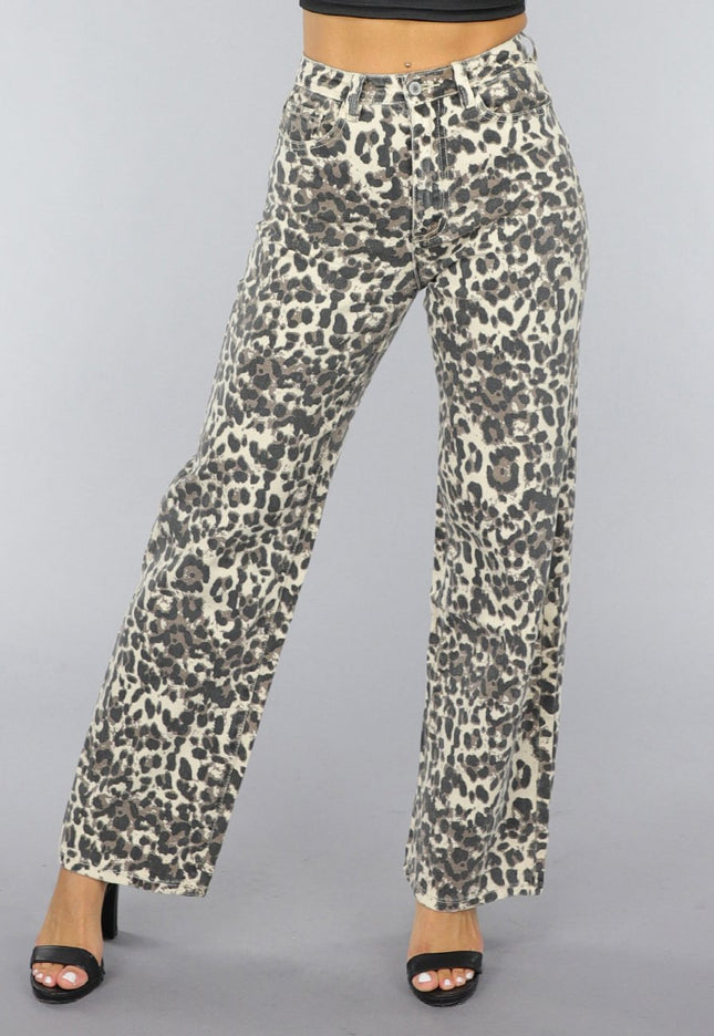 OP=OP.! Straight Leg High Waist Panterprint Jeans