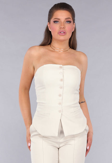 OP=OP.! Strapless Beige Co Ord Set met Pantalon