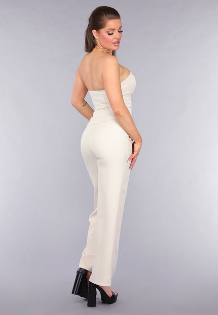 OP=OP.! Strapless Beige Co Ord Set met Pantalon