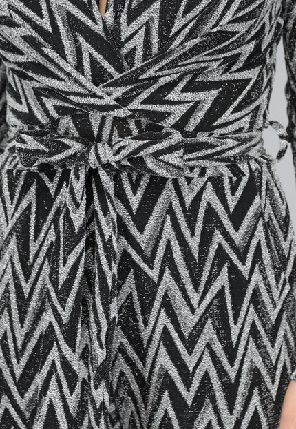 OP=OP.! Stretch Jumpsuit met Zilveren Zigzag Glitters