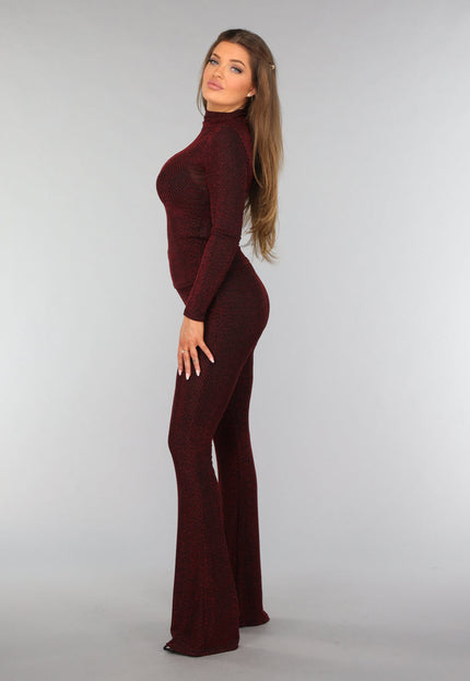 OP=OP.! Stretchy Tall Flared Broek met Rode Glitter