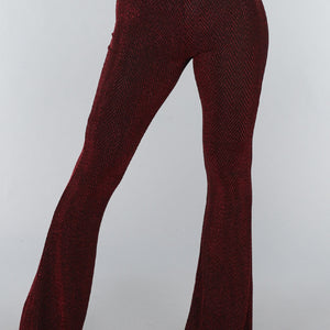 OP=OP.! Stretchy Tall Flared Broek met Rode Glitter