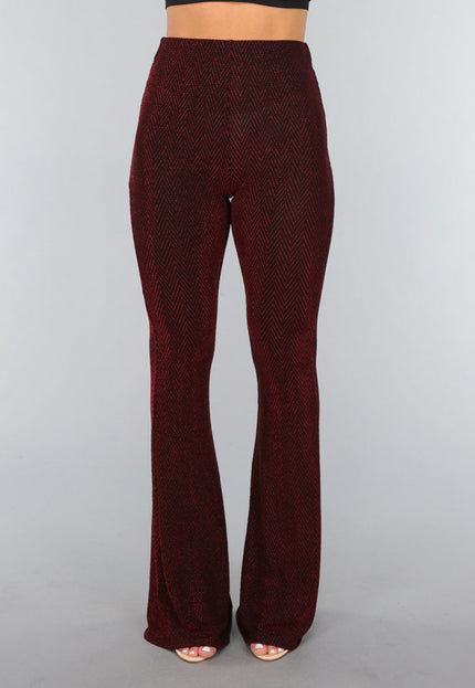 OP=OP.! Stretchy Tall Flared Broek met Rode Glitter