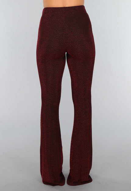OP=OP.! Stretchy Tall Flared Broek met Rode Glitter