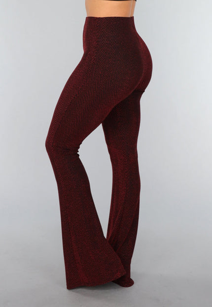 OP=OP.! Stretchy Tall Flared Broek met Rode Glitter
