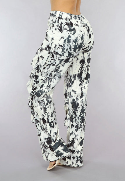 OP=OP.! Tall Zwart/Witte Gevlekte Utility Broek