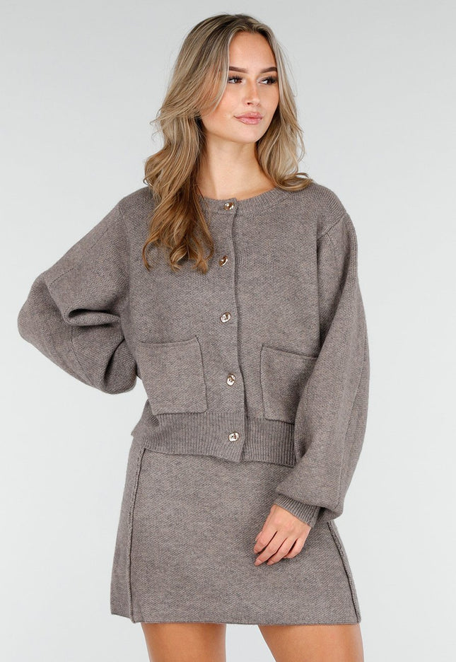 OP=OP.! Taupe Gebreide Two-Piece Set