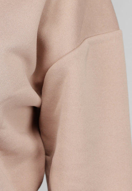 OP=OP.! Taupe Joggingpak met Wijduitlopende Broek
