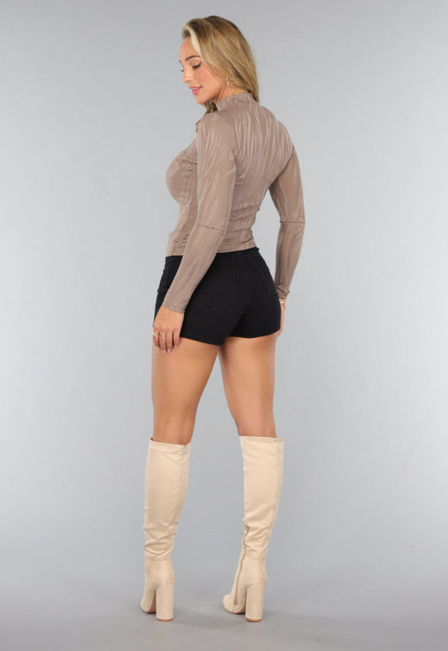 OP=OP.! Taupe Zebra Print Top