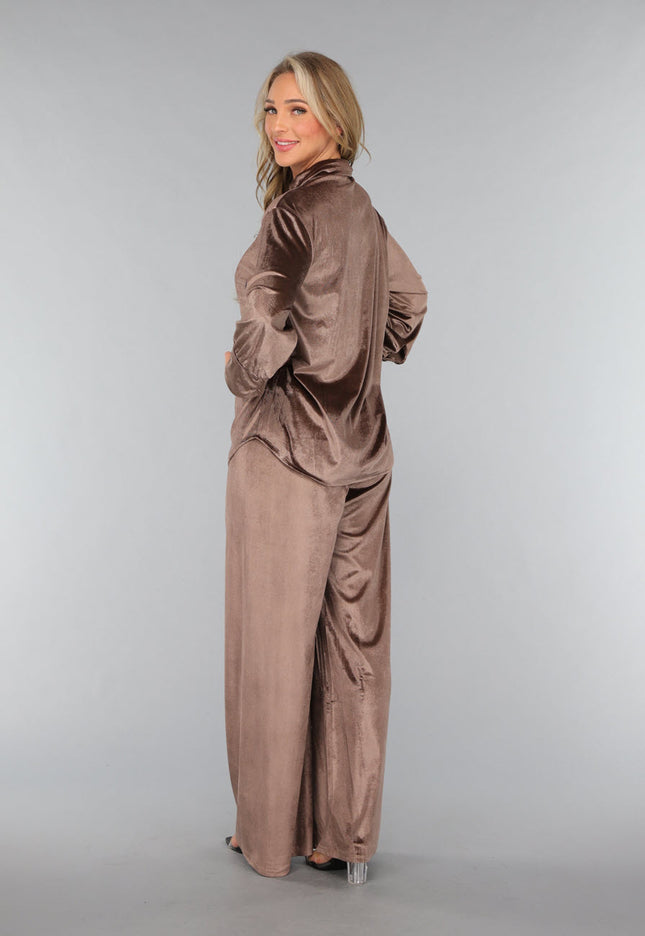 OP=OP.! Velvet Taupe Wide Leg Two Piece