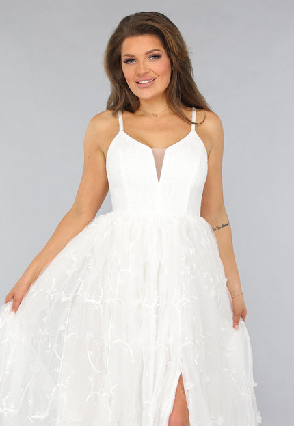 OP=OP.! Witte Bruidsjurk met Geborduurde Rok