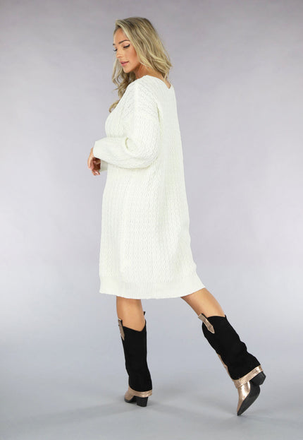 OP=OP! Witte Trui Jurk met V Hals