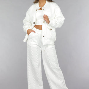 OP=OP.! Witte Two Piece met Kabelpatroon