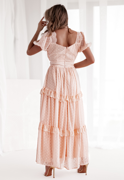 OP=OP.! Zalmroze Maxi Jurk met Dot Effect