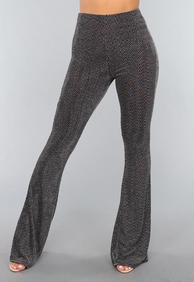 OP=OP.! Zilveren Elastische Tall Flared Broek