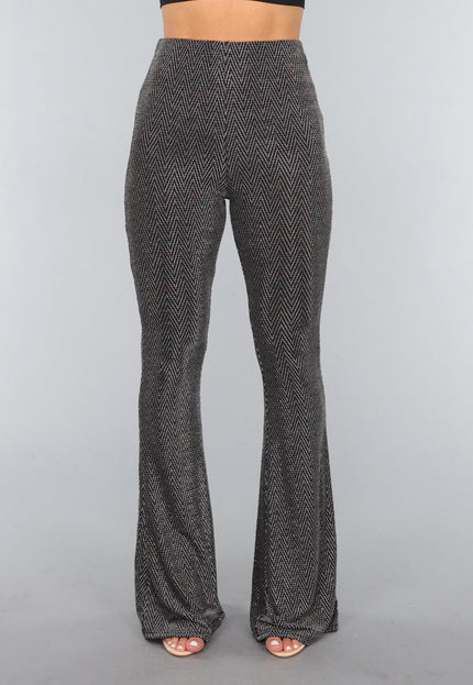 OP=OP.! Zilveren Elastische Tall Flared Broek