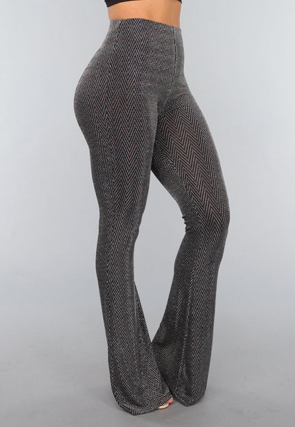 OP=OP.! Zilveren Elastische Tall Flared Broek