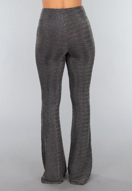 OP=OP.! Zilveren Elastische Tall Flared Broek