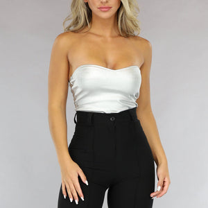 OP=OP.! Zilveren Strapless Top