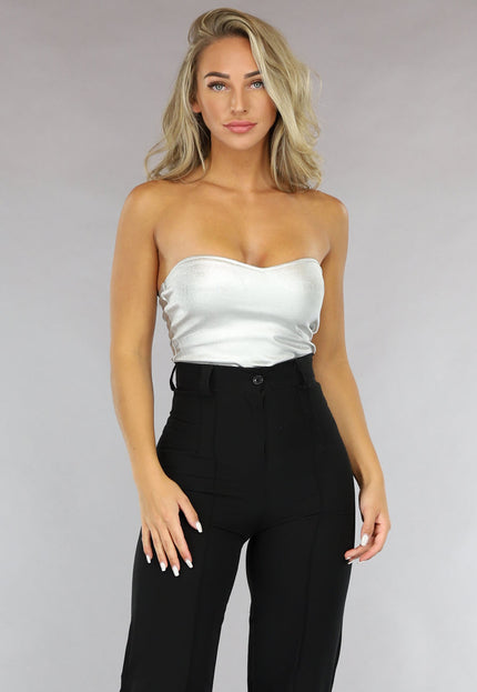 OP=OP.! Zilveren Strapless Top