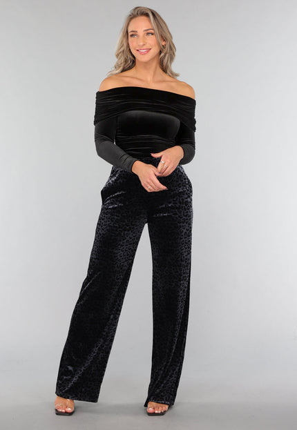OP=OP.! Zwart Velvet Off Shoulder Topje