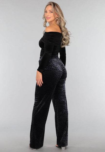 OP=OP.! Zwart Velvet Off Shoulder Topje