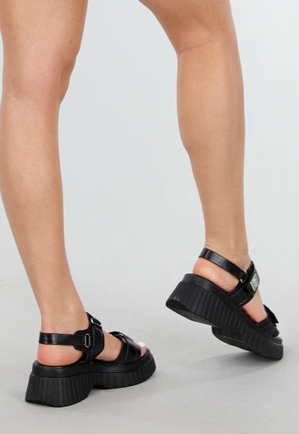 OP=OP! Zwarte Chunky Sandalen met Gesp