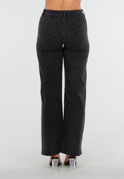 OP=OP.! Zwarte Glitter Straight Stretch Jeans