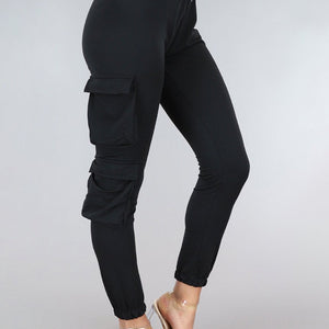 OP=OP.! Zwarte Highwaist Cargo Broek