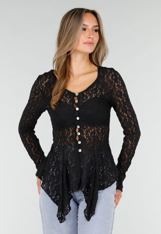 OP=OP.! Zwarte Kanten Stretch Top
