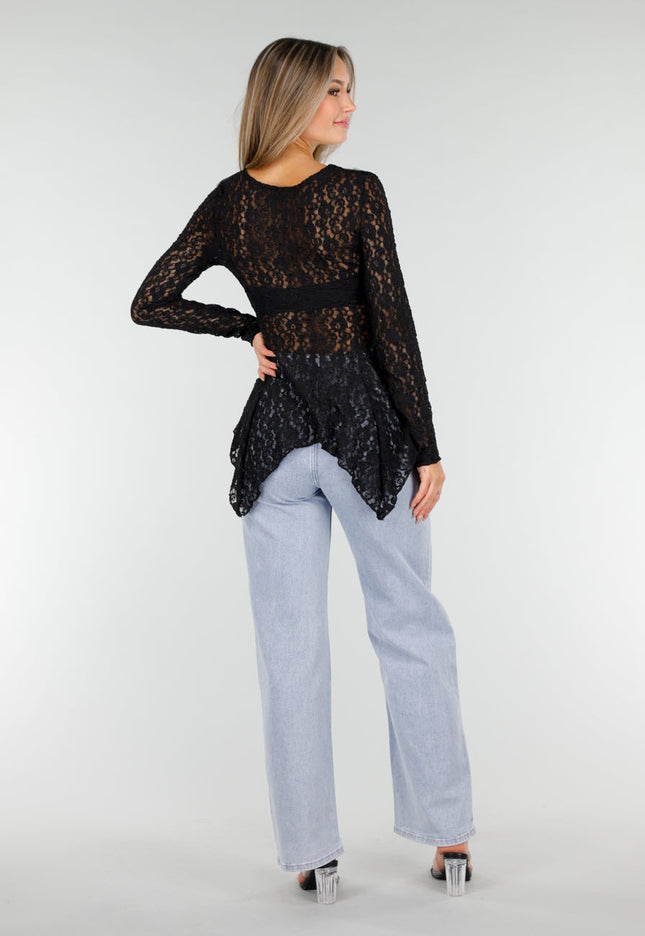 OP=OP.! Zwarte Kanten Stretch Top