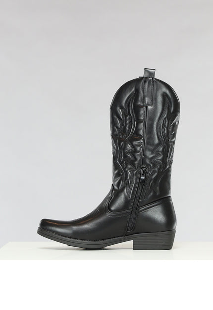 OP=OP.! Zwarte Lederlook Cowboylaarzen