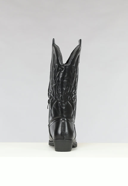 OP=OP.! Zwarte Lederlook Cowboylaarzen
