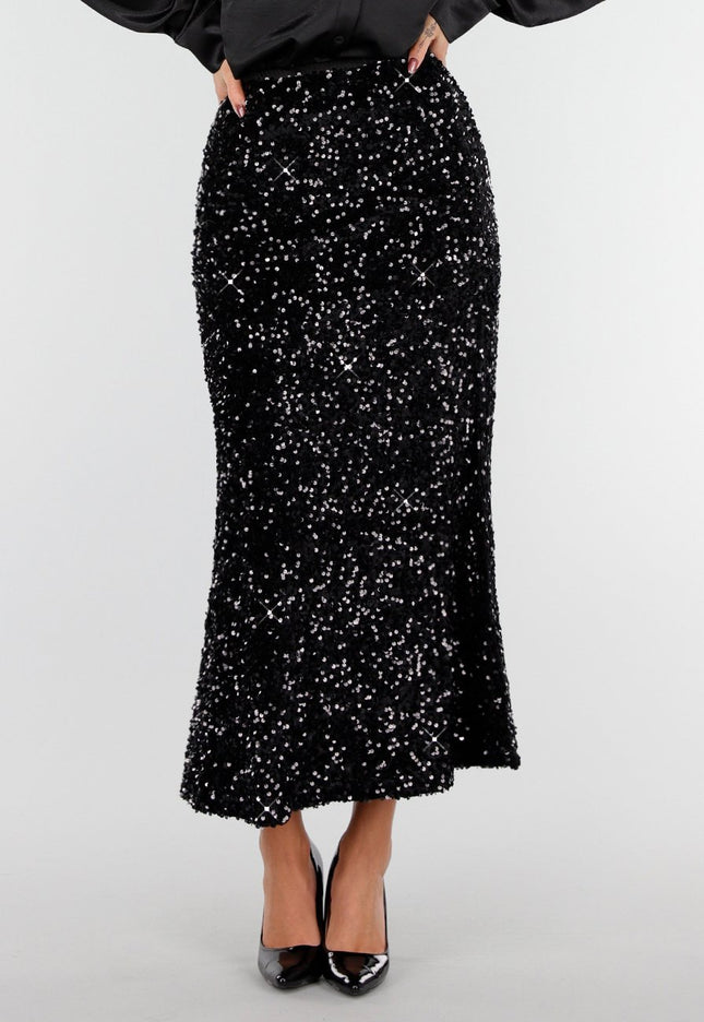 OP=OP.! Zwarte Pailletten Midi Rok